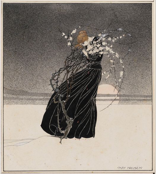 woman embracing thornbush